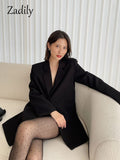 znbbw 2023 Autum Oversize Full Sleeve Long Blazer Women Minimalist Style Solid Sequined Suit Blazers Winter Female Clothing