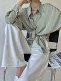 znbbw 2023 Summer Elegant Long Sleeve Women Shirt Vintage Button Up Stripe Loose Ladies Shirts Fashion Office Female Clothing