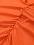 Znbbw Ruffles Backless Maxi Dress Women Elegant Fashion Orange Bodycon Evening Party Dress Sexy Strap Ruched Party Club Outfit