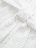 Znbbw TRAF Women 2023 Chic Fashion With Belt Button-up Midi Shirt Dress Vintage Long Sleeve White embroidery Female Dress
