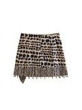 Znbbw TRAF 2023 Women Clothing Retro Beaded Printed High-Waist Sexy Mini Skirt Women