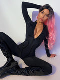 Znbbw Black Sexy Skinny Jumpsuit Women Overalls O Neck Full Sleeve Zipper Sporty Jumpsuits Ladies Fashion Rompers Streetwear