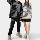 Znbbw Trend Personality Letter Tie-dye Printed Sweater Women's Men Autumn and Winter New punk street all-match casual sweater