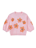 Znbbw Flower Embroidery Cropped Knitted Sweater For Women Chic Short Sleeve O Neck Pullover Jumper 2023 Summer Sweet Tops