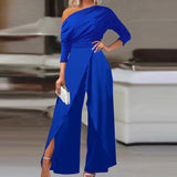 znbbw Piece Slim Office Ladies Summer Party Jumpsuit Elegant New Solid Color Rompers Women Jumpsuits With Off Shoulder High Waist