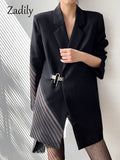 znbbw 2023 Autum Oversize Full Sleeve Long Blazer Women Minimalist Style Solid Sequined Suit Blazers Winter Female Clothing