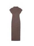 Znbbw TRAF Women Turtleneck Dress Short Sleeve Simple 2023 Spring Summer Evening Dress Ladies Midi Dresses For Women