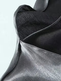 Znbbw TRAF Chic V-neck Women Bodycon Dress Metallic Luxury Dress Back With Zipper Leg Stretch Midi Evening Party Dress Women