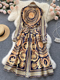 Znbbw 2023 Spring Summer Women Vintage Floral Print Midi Shirt Dress Female Lapel Chic Long Sleeve Casual Slim Vestidos