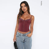 znbbw Single Breasted Sleeveless Crop Top For Women Summer Fairy Grunge Sexy Backless Tank Top Cropped Clothes Slim Chic Y2k