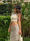 znbbw 2023 Summer Streetwear High Waist Black Long Skirt Korea Style A-Line Split Folds Woman Skirt Casual Ladies Skirts