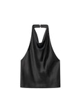 Znbbw TRAF 2023 Spring Autumn Women Solid Blouse Causal Hollow Out Backless Thin Tops Sexy Halter Camis