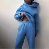 Znbbw Women's Tracksuit Casual Solid Long Sleeve Hooded Sport Suits Autumn Warm Hoodie Sweatshirts and Long Pant Fleece Two Piece Sets