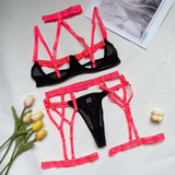 Znbbw Female Lingerie Porn Sexy Costume Hollow Out Bandage Halter Bra Thongs With Belt Stocking Neon You Can See Underwear