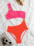Znbbw Shoulder 2023 Sexy Women One Piece Swimsuit Female Swimwear Patchwork Hollow Out Monokini Swimming Suit Beach Bathing Suit