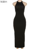 Znbbw Fashion Sexy Hollow Out Backless Long Dress For Women Summer New Elegant Office Lady Party Vacation Beach Solid Dress