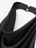 Znbbw TRAF 2023 Spring Autumn Women Solid Blouse Causal Hollow Out Backless Thin Tops Sexy Halter Camis