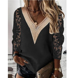 Znbbw Sleeve Hollow Lace White Chiffon Shirt Women Elegant Pullover Casual Blouses Women Solid Lady Slim V-neck Tops Mujer 25948