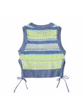 Znbbw TRAF Women 2023 Fashion Hollow Out Frenulum Split Design Knitted Tank Tops Vintage Backless Female Chic Tops