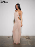 znbbw Apricot Backless Mesh Long Dress Summer For Women 2023 See Through Bodycon Off Shoulder Maxi Dress Sexy Evening Dresses