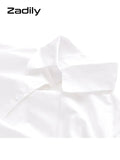 znbbw 2023 Spring Office Lady Long Sleeve Lacing Folds White Shirt Blouse Women Elegant Button Up Work Female Shirts Clothes