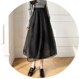 Znbbw Women Skirts Princess Mesh Stitching 2 Layers Pleated Skirt Spring Summer Casual Chic A-Line Skirts Faldas Mujer Moda Jupe 2023