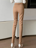 Znbbw Office Lady Formal Slim Suit Pants Women Stretch Mid-Waist Straight Trousers Femme Korean Vintage Casual Pencil Pants