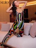 Znbbw Casual Color Print Sleeveless Streetwear y2k Jumpsuits Summer Fashion Skinny Party Club One Piece Overalls for Women