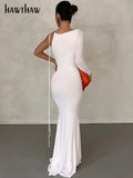 Znbbw Women Elegant Long Sleeve Party Club Evening Bodycon White Long Dress 2023 Fall Clothing Wholesale Items For Business