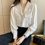 Znbbw Sleeve Blouse Women Blusas Mujer De Moda 2023 V-Neck Office Chiffon White Blouse Shirt Women Tops Blouses Women Shirts E588