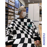 Znbbw Plaid Hoodies Men O-neck Checkered Vintage Hoodie Preppy Stylish Women's sweatshirt Male All-match Streetwear Clothing