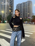 znbbw 2023 Winter Korean Style Slim Long Sleeve Mohair Sweater Women Sexy Backless Bandage Ladies Crop Top Fall Female Pullover