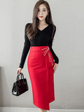 Znbbw Fashion Irregular Straight Skirts Women Elegant Pearls Beading High Waist Casual Midi Skirt Office Lady Wrap Hip Skirts