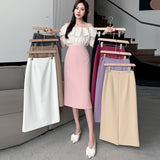 Znbbw New Brand Fashion High Quality High Waist Elegant Straight Skirts Women Office Lady Back Slit Mid-Length Pencil Skirts