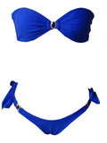 Znbbw Bikini Sexy Swimsuit Bikini Set Bandeau Women Swimwear Thong Shining Bathing Suits Swimming Suits Blue Beachwear