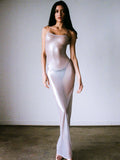 Znbbw 2023 Summer See Through Mesh Maxi Dress Women Strappy Body-shaping Vestido Hipster Lady Sexy Bodycon Long Dress 912