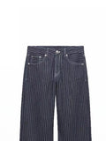 Znbbw Women Vintage Jeans For Women 2023 Striped Denim Jeans Work Pants Women jeans