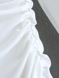 Znbbw TRAF Women Solid Pleated Mini Dress Female Long Sleeve O-Neck Nipped Waist Bodycon Dresses Summer Lady Office Dress