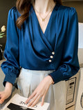 Znbbw Solid Office Lady V-Neck Chiffon Blouse Shirt Women Tops Blusas Mujer De Moda 2023 Long Sleeve Blouse Women Blusa G934