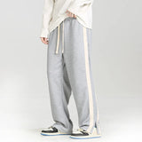 Znbbw Men's Striped Slit Pants Spring Autumn Straight Wide Leg Trousers High Street Loose Casual Trousers 2023 Fashion Men Clothing