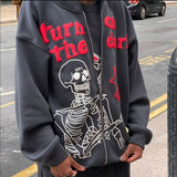 Znbbw Korea Fashion Skull Skull Anime Print Zip Sweatshirt Streetwear Men Women Hoodie Goth Hip Hop Harajuku Couple Sweatshirts