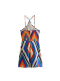 Znbbw 2023 Women Printed Suspender Dress Thin Shoulder Strap Sexy Sleeveless Slim Mini Dress F42