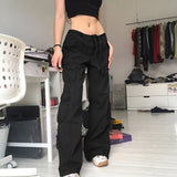 Znbbw Cargo Pants Fashion Vintage Streetwear Baggy Pants Casual Pockets Low Waist Retro Hip Hop Loose Sexy Overalls Denim Trousers