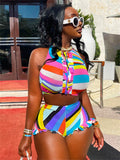 znbbw Summer Sexy Color Crop Top And Shorts Sets Club Outfit For Women 2023 Print 2 Two Piece Sets Female New In Matching Sets