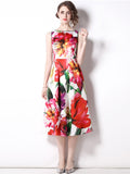 Znbbw Runway Gorgeous Tank Dress Summer Women's Sleeveless O Neck Vest Floral Print Holiday Beach Slim Party Vestidos N6120