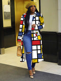 Znbbw Women Casual Loose Printing Overcoat Female Patchwork Spring Full Sleeve Long Coat 2023 Vintage Style Elegant Streetwear 914