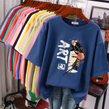 Znbbw 100% Cotton Plus Size L-6XL T Shirt Print Tshirt Short Sleeve Women's Top Chinese Style Summer Couple O Neck T Shirts