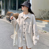 Znbbw Corduroy Jacket Women's Spring Autumn Shirts Casual Couple Outwear Solid Oversized Shirt Bf Style Top