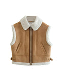 Znbbw Autumn Spring Vest Coat Women Jacket Splice Sleeveless Waistcoat Coat Ladies Warm Outwear Tops