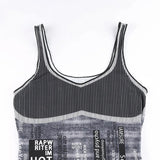 Znbbw Letter Printed y2k Tank Tops Grunge Punk Cute Mini Vest Women Goth Black Spaghetti Strap Backless Crop Tops Summer Tees